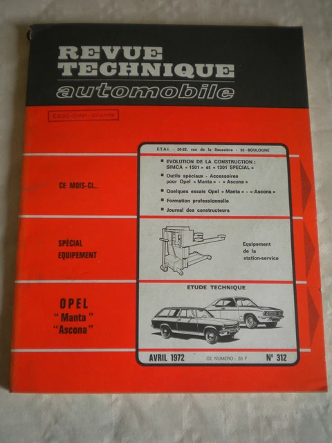 Revue Technique automobile No312 Opel Manta Ascona French workshop style 1972
