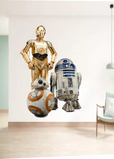 Star Wars C3PO, R2-D2, BB-8 70cm hoch Wandkunst Vinyl Aufkleber einfach auftragen