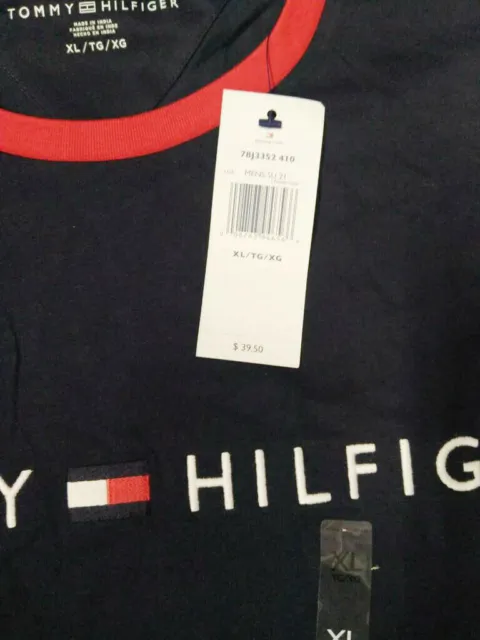 T-shirt nuova con etichette Tommy Hilfiger logo Essential ricamato BLU NAVY 4