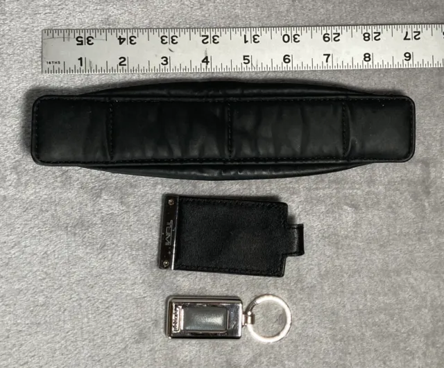 Lot 3 TUMI Leather Luggage Tag Keychain Padded Shoulder Strap  Key Chain Bag 2