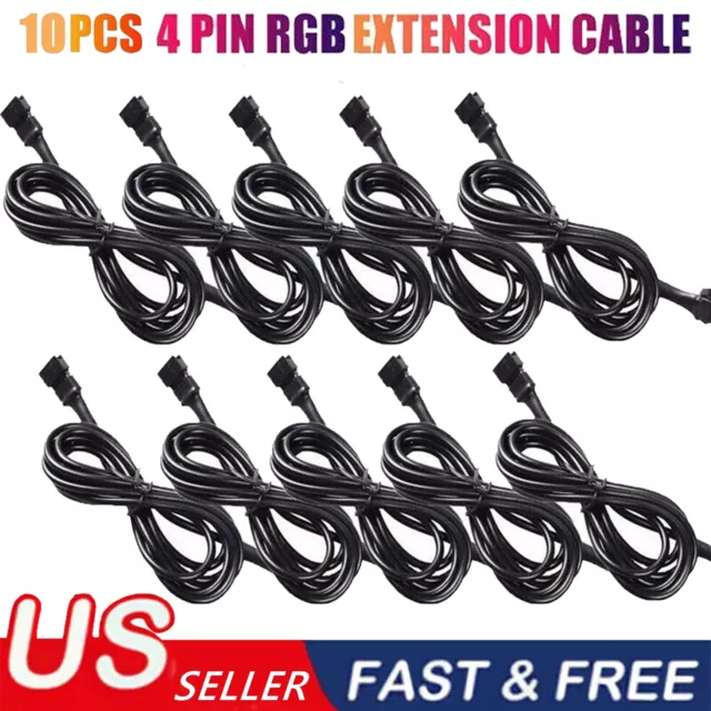 10PCS 4 Pin Extension Wire Cable Connector For RGB LED Strip Rock Lights Glow