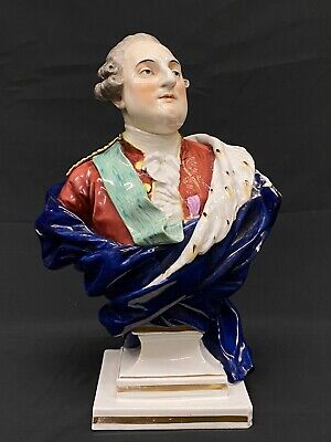 19th Century Polychrome Louis XVI Porcelain Figural Bust