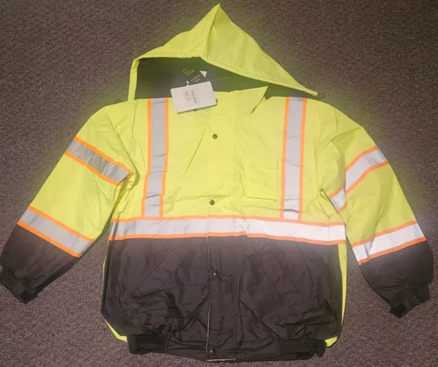 Hi-Vis Insulated Safety Bomber Reflective Jacket Coat Road Work Fleece Lining