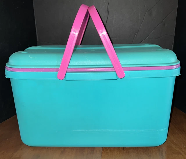 Bolso de Coser Eagle Crafttor Vintage Años 90 Caja de Coser Libro de Recortes Almacenamiento Azul Marceloso Rosa