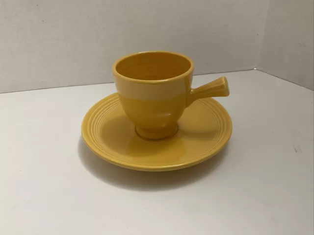 Fiesta Ware Sunflower Yellow Stick Handle Demitasse Espresso  Cup and Saucer