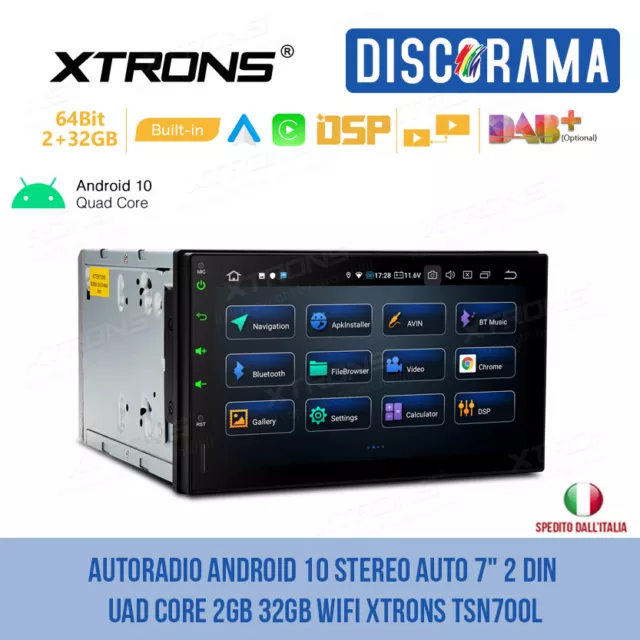 Autoradio Android 10 Stereo Auto 7" 2 Din Quad Core 2Gb 32Gb Wifi Xtrons Tsn700L