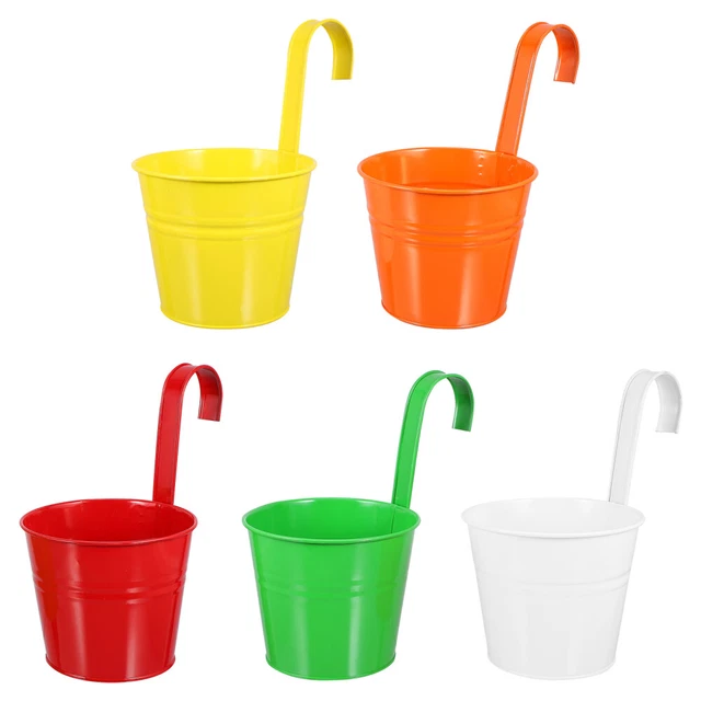 5 PCS Gartendekoration Geländer Pflanzgefäße Metall Hängender Korb