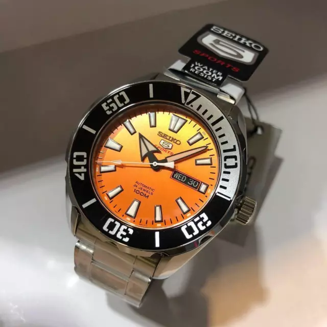 Seiko 5 SRPC55J1 Sports Automatic Orange Men's Watch + Worldwide Warranty UK*au