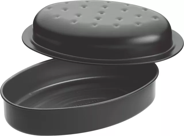 MasterClass Self-Basting Non-Stick Roasting Tin with Lid, Carbon, Grey, 27 x 18