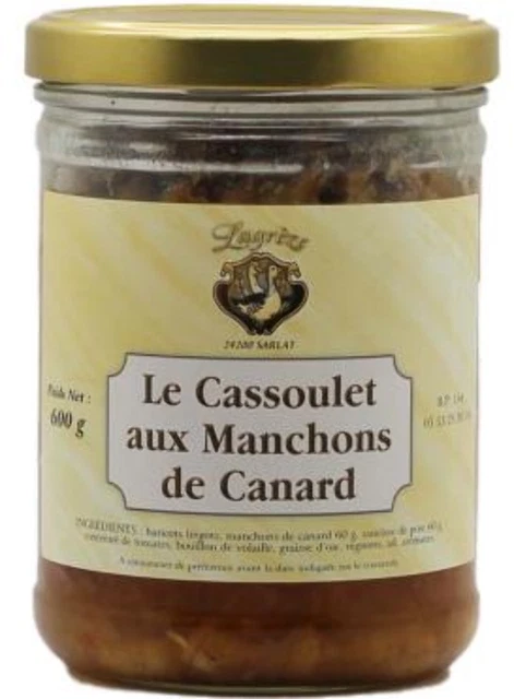 Cassoulet au Manchons Canard, Bocal 600 gr, Lagrèze