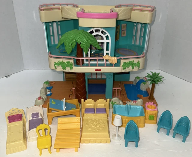 Fisher Price Sweet Streets Tropical Beach House Doll House Plus Furniture Fisher Price Sweet Streets Tropical Beach House Doll House Plus Furniture
