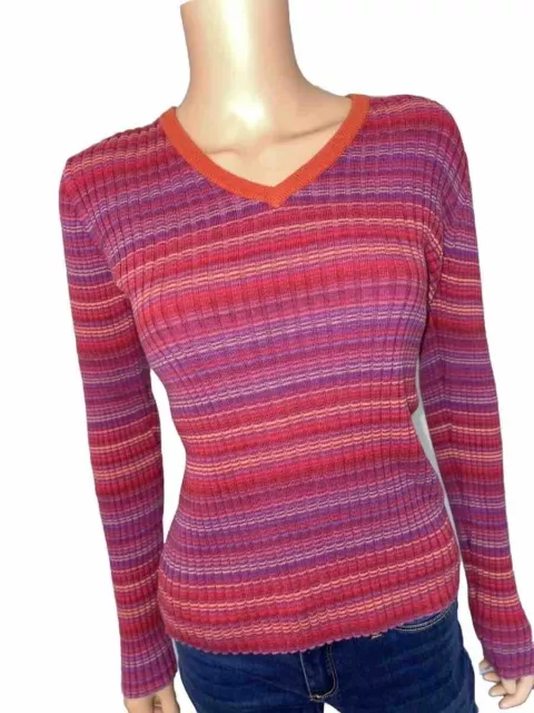 vintage y2k preppy goth grunge skater fairy pink ribbed v-neck sweater Hilfiger