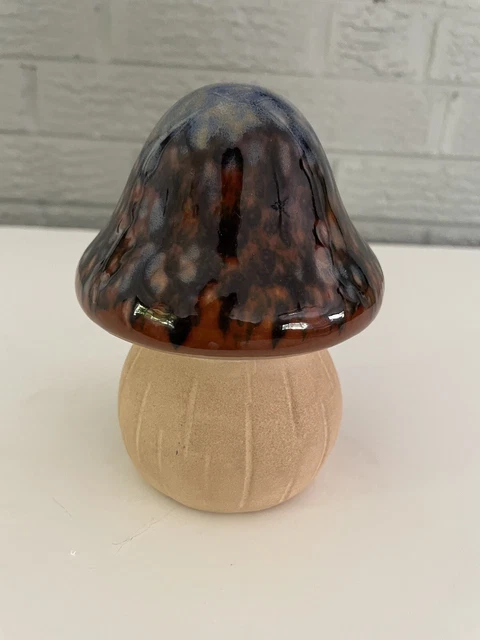 Whimsical Glaze Top Ceramic Mushroom Garden Decor Pottery 5" Mushroom