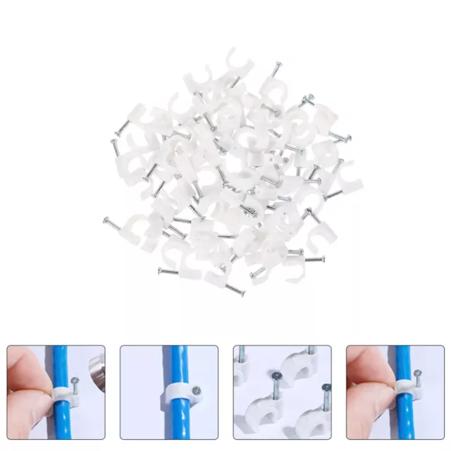 400 Pcs Weiß Sport Linecard Klemmen Kabel Wand Nägel Quadratischer Ständer