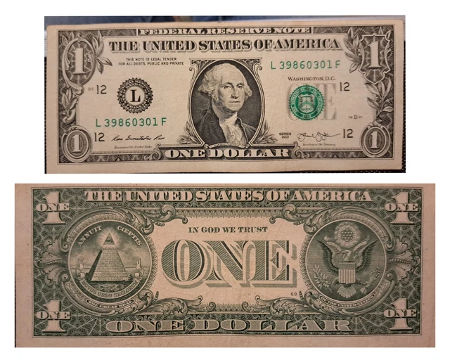 Error One Dollar Bill Miscut Federal Reserve Note 2013