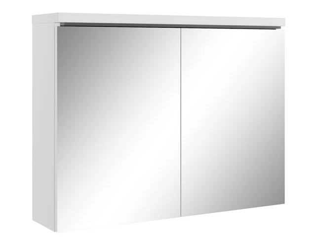 Meuble à Miroir Salle De Bain - 80 X 60 Cm - Blanc Avec Portes Miroir - Profondeur 20 Cm - Armoire De Rangement Sans éclairage - 7