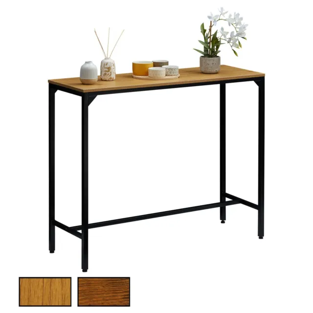 Table haute de bar en métal avec plateau en fibres de bois