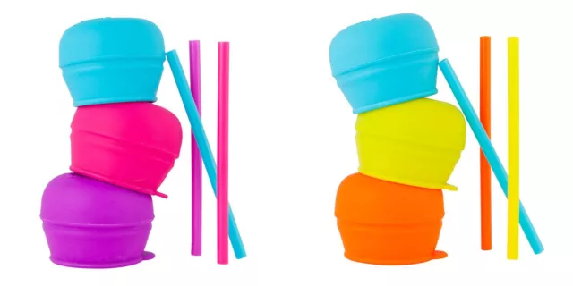 Boon Snug Straw 3pk Lids Baby Sippy Spill Proof Silicone Lids 12m+