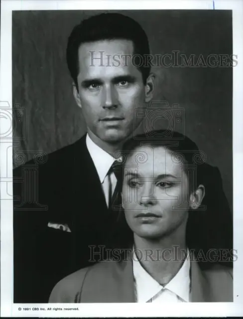 1991 Press Photo Gregory Harrison and Stephanie Zimbalist star in a Movie on CBS