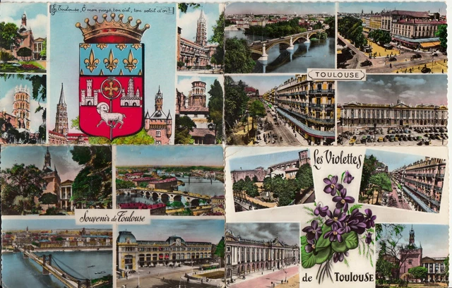 Lot de 4 cartes postales anciennes old postcards TOULOUSE multivues 1