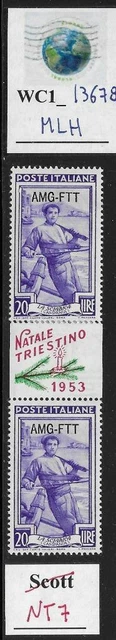 WC1_13678. ITALY: TRIESTE FTT. 20 L. gutter pair 1953 NATALE TRIESTINO. NT7. MLH
