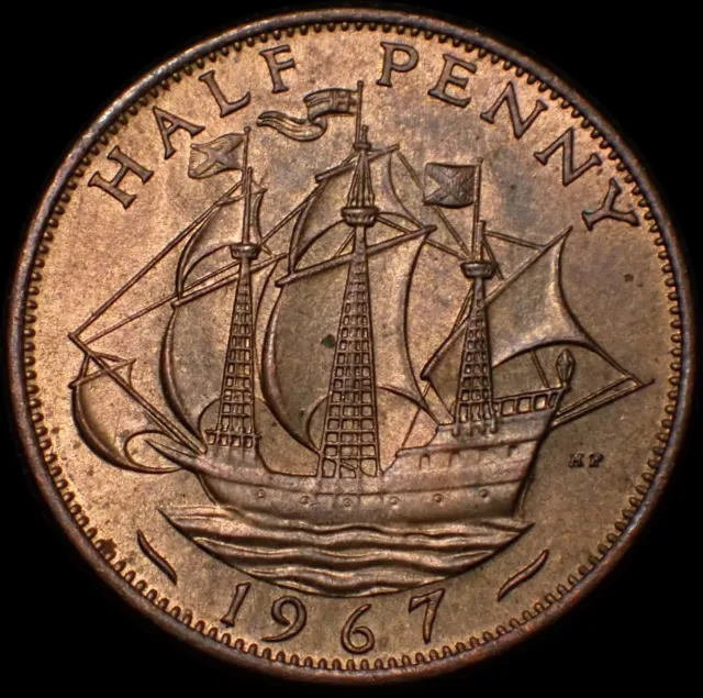 Great Britain Half Penny 1967 Elizabeth II UNC  Coin  WCA 3015