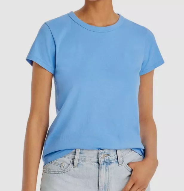 $95 Rag & Bone Women's Blue Short-Sleeve Crewneck Cotton T-Shirt Top Size XS