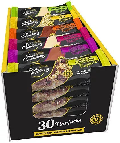 Food Connections Luxury Mix Flapjack Bars Box of 30x 100g Bars - Individually...