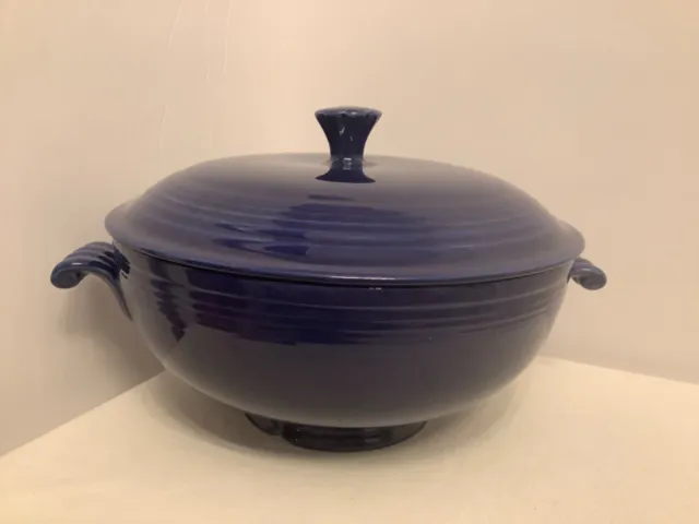 Homer Laughlin Fiestaware Covered Casserole Cobalt Blue Vintage Fiesta READ