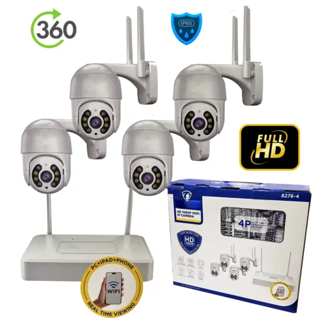 KIT VIDEOSORVEGLIANZA wireless 8 telecamere motorizzate 360 gradi wifi app telef