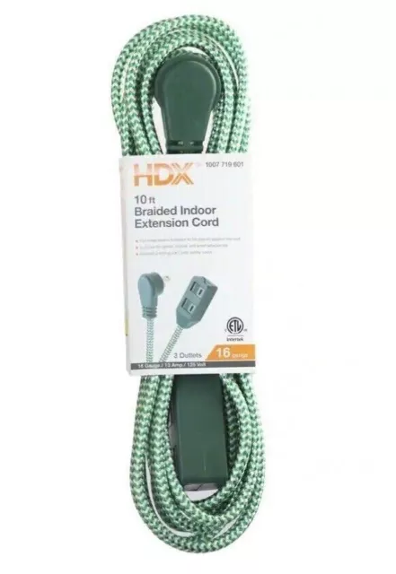 HDX BRAIDED EXTENSION Cord 16-Gauge 10' 1007 719 601 $4.25 - PicClick