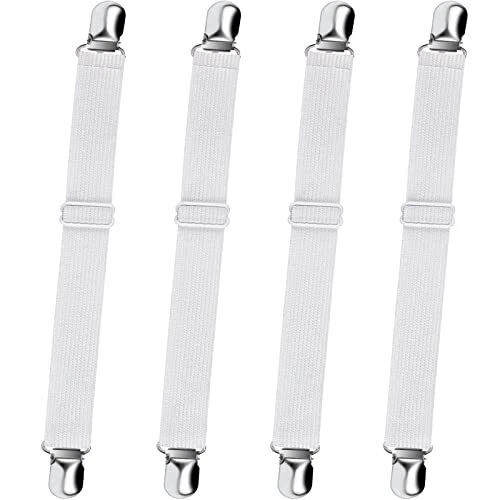Bed Sheet Fasteners,  4pcs Adjustable Elastic Sheet Straps Heavy Duty Bed