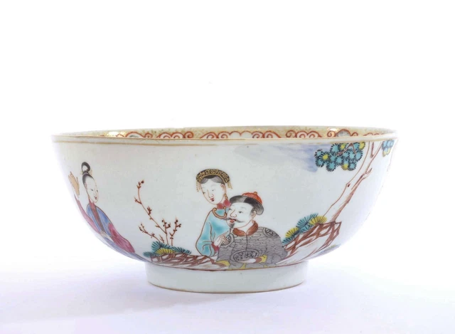 Qianlong 18th Secolo Cinese Famille Rosa Porcellana Punzone Ciotola Figura