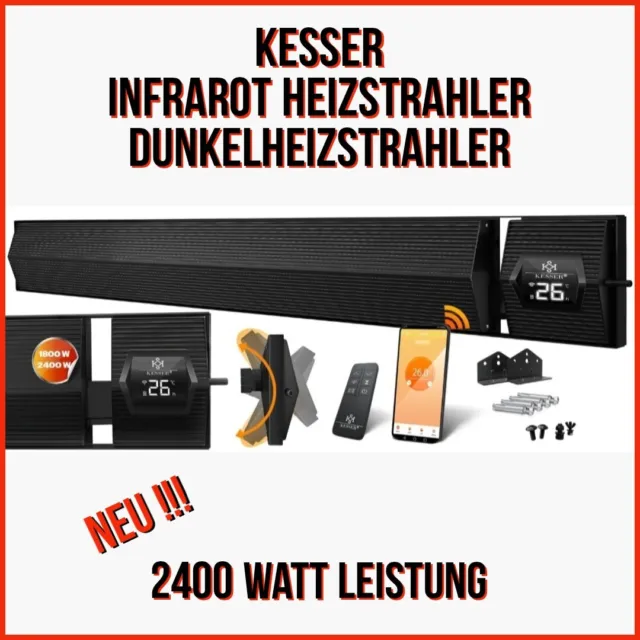 KESSER Infrarot Heizstrahler Dunkelheizstrahler Terrassen Heizgerät 2400W NEU !