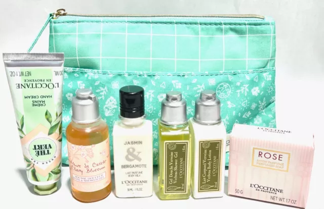 L'occitane Luxury Green Pamper 6 Pc Gift Bag  *Great Travel Set*