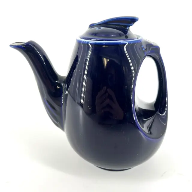 Vintage Art Deco Style Cobalt Blue Pottery Ceramic Coffee Tea Pot