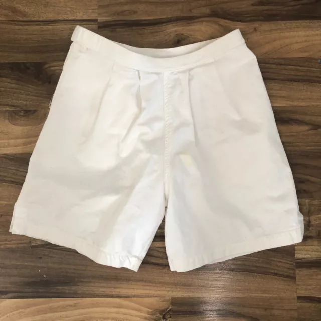 Pantalones Cortos JimmyZ Vintage Años 90 Talla 32 Blancos 100 % Algodón Plisados Frontal Ajustables