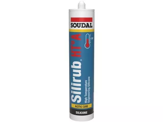 Soudal Silirub HT°-A Acetic Cure Heat Resistant Silicone Sealant Black - 300ml