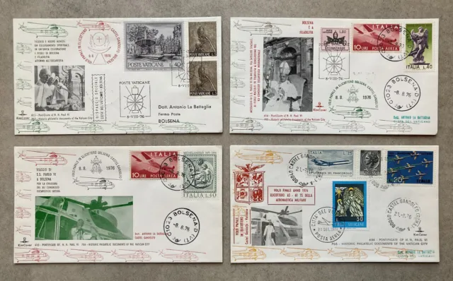 Rare lot enveloppes vol Pape hélicopter 1976 Vatican Philatélie timbres 1er jour