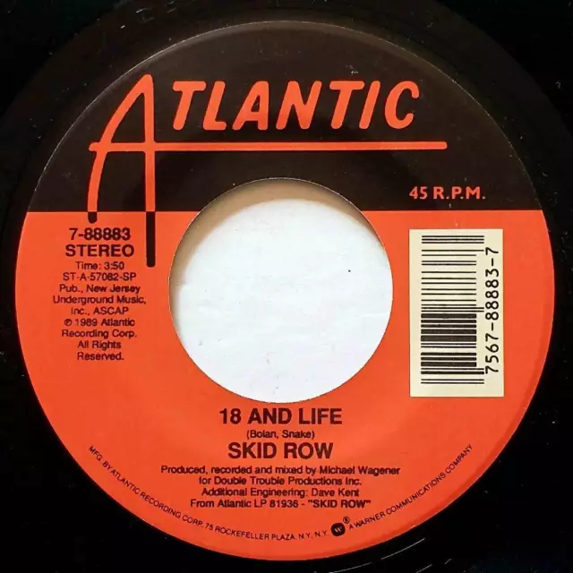 Skid Row - 18 and Life/Midnight/Tornado [7" 45 rpm individual] Atlantic 7-88883