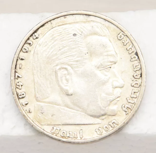 Deutsches Reich 5 Mark Paul von Hindenburg 1938 (A) Silber sehr gut