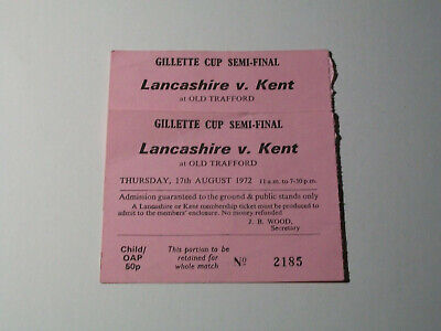 Gillette Cup Final At 02/09/1972 Ticket: Cricket Warwickshire v Lancashire 