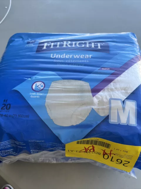 Ropa Interior FitRight Super Adulto para Incontinencia, Mediana, Máxima, Paquete de 20