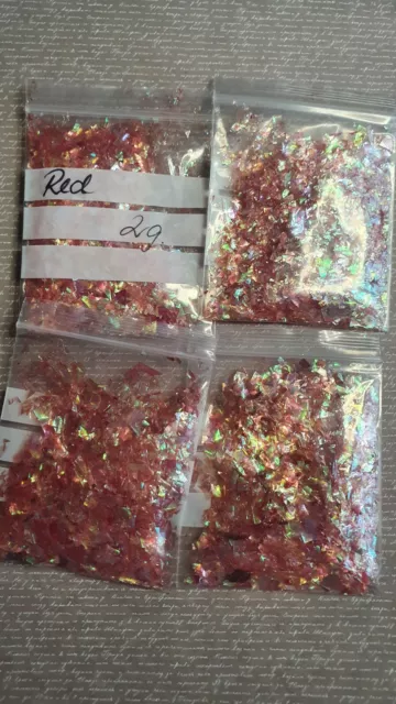 Glitter Flakes. Irregular Cut. 2G Bag. Nail Art. Crafts. Red