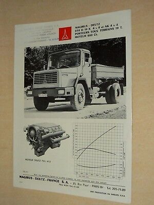 Prospectus Camion MAGIRUS DEUTZ M 170D16FL Brochure Truck LKW Catalogue Prospekt 