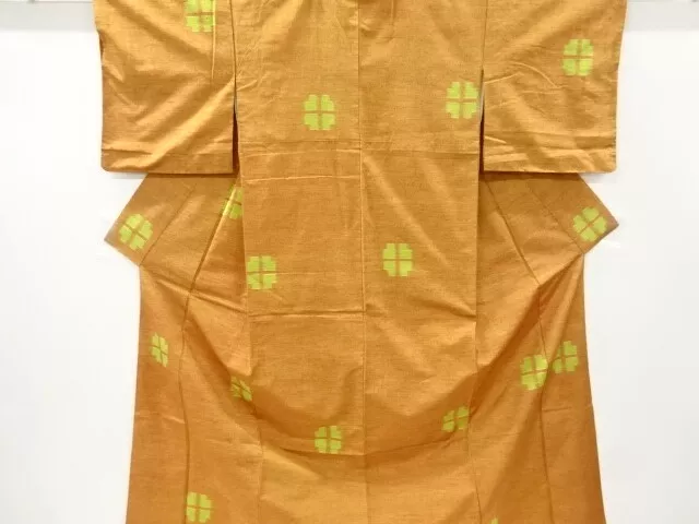 6434946: Japanese Kimono / Antique Kimono / Tsumugi / Woven Abstract Pattern