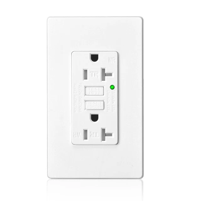 SELFTEST GFCI OUTLET 20 Amp Electrical Duplex Receptacle TR WR w/Wall