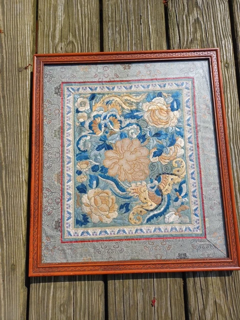 Chinese Silk Hand Embroidery Plastic Framed Wall Art Intl Sale