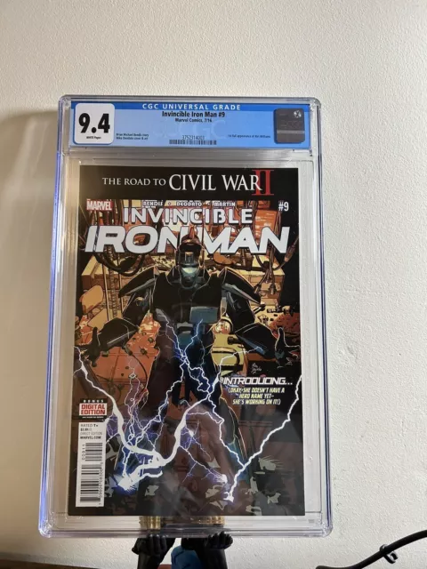 INVINCIBLE IRON MAN #9 CGC 9.4 1ST APP RIRI WILLIAMS Iron Heart 2016 Marvel MCU