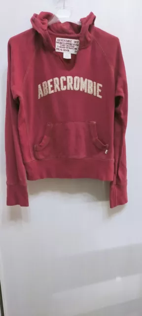 Felpa con cappuccio da donna in cotone abercrombie taglia M colore borgogna...